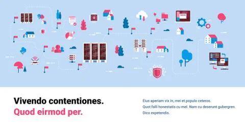 Data network flowchart server map isometric cloud storage synchronization 스톡 일러스트
