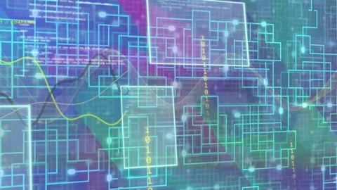 Data network graphic animating on input pulse, streaming binary and sweeping Stock Footage 335739836
