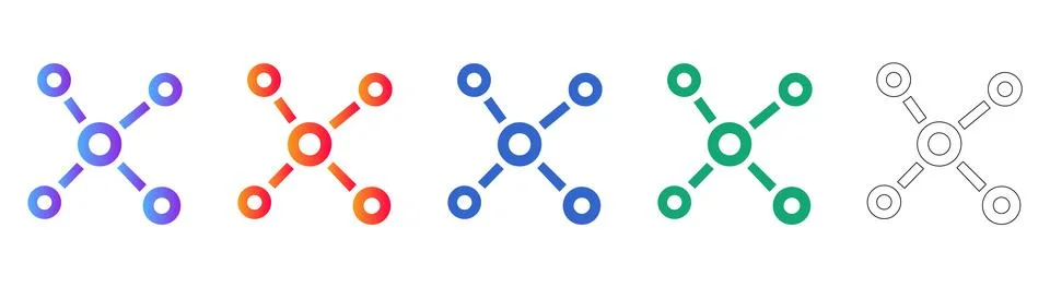 Data Network Hub and Connection Icons Stock Illustration