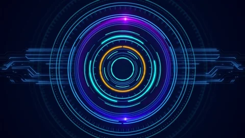 Data Network, HUD circle interfaces Virtual Reality, Quantum Computing Cyber Video stock 278790179