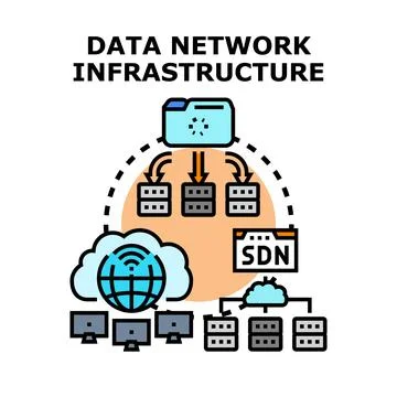 Data network infrastructure managing information technology resources Stock Illustration
