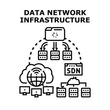 Data network infrastructure managing information technology resources Stock Illustration