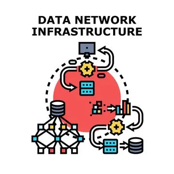 Data network infrastructure processing and storage concept 스톡 일러스트