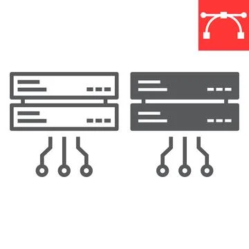 Data network line and glyph icon Stock Illustration