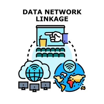 Data network linkage connecting global digital communication Illustrazione stock