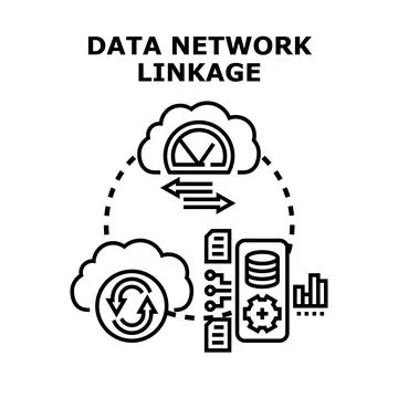 Data network linkage connection synchronizing information cloud computing 库存插图