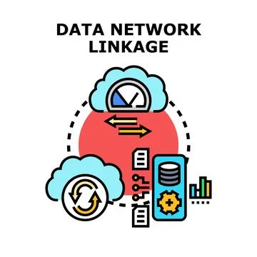 Data network linkage connection synchronizing information cloud computing Illustrazione stock