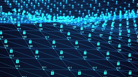 Data network, locked or encrypted information, digital wire, data, privacy Stock-Footage 327086479