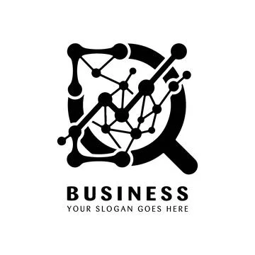 Data Network Logo Design with Search Magnifying Glass Stock Illustration