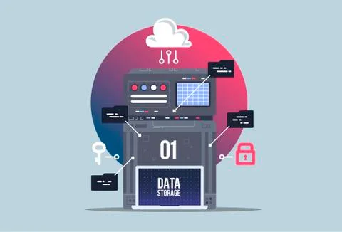 Data network management. Big data machine learning algoritm visualization. Stock Illustration
