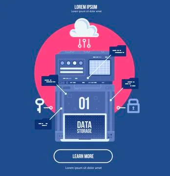 Data network management. Big data machine learning algoritm visualization. Stockillustratie