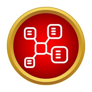 Data network nodes connecting and sharing information icon Stock Illustration