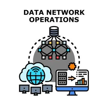 Data network operations and digital information analysis Stock Illustration