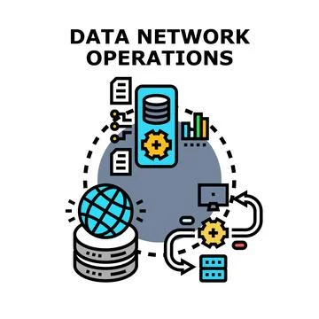 Data network operations illustrating global information management Stock Illustration
