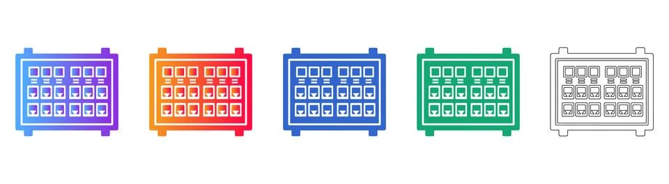 Data Network Patch Panel Vector Icon Set 스톡 일러스트
