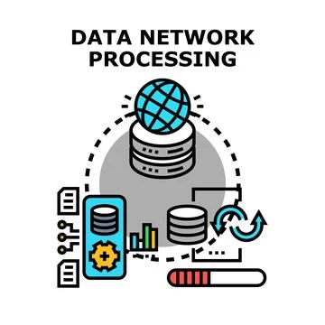 Data network processing and global computing concept Stock Illustration