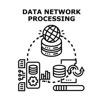 Data network processing and global computing concept Stock Illustration