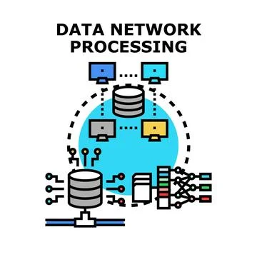 Data network processing concept vector illustration icon 스톡 일러스트