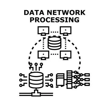 Data network processing concept vector illustration icon イラスト素材