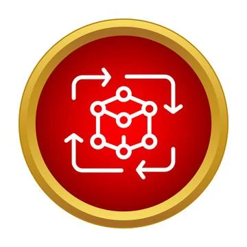 Data network processing cycle icon on red button Stock Illustration