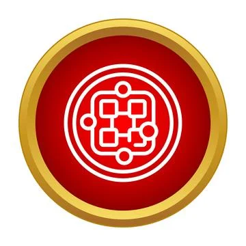 Data network processing system icon in red circle イラスト素材