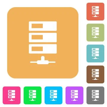 Data network rounded square flat icons Illustrazione stock
