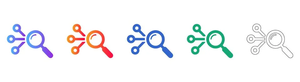 Data Network Search Icons for Research and Analytics Stock Illustration