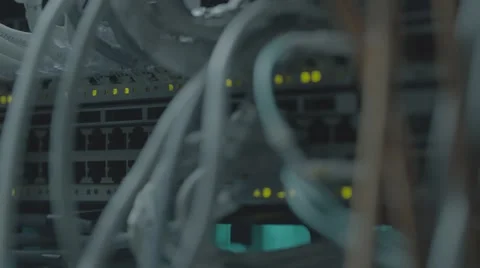 Data Network Sequence. Server Room. Cables, wires, information flow Stockbeeldmateriaal 44735546