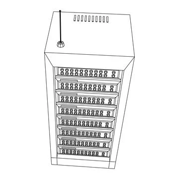 Data network server in cabinet. Diagnostic test in computer room technology Stock Illustration