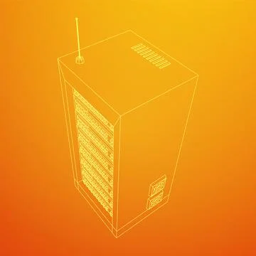 Data network server in cabinet. Diagnostic test in computer room technology Stock Illustration