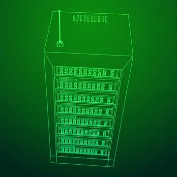 Data network server in cabinet. Diagnostic test in computer room technology Stock Illustration