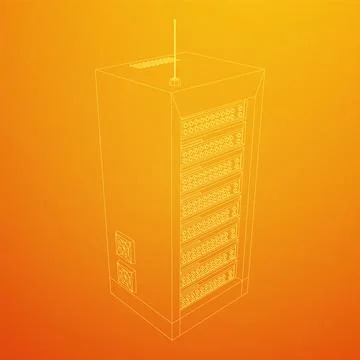 Data network server in cabinet. Diagnostic test in computer room technology Stock Illustration