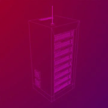 Data network server in cabinet. Diagnostic test in computer room technology Stock Illustration