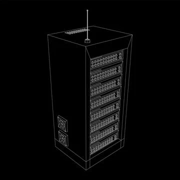 Data network server in cabinet. Diagnostic test in computer room technology Stock Illustration
