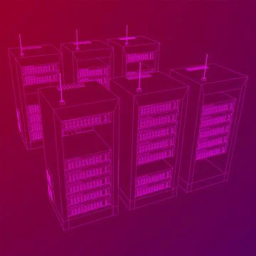 Data network server in cabinet. Diagnostic test in computer room technology Stock Illustration