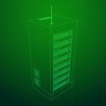 Data network server in cabinet. Diagnostic test in computer room technology Stock Illustration