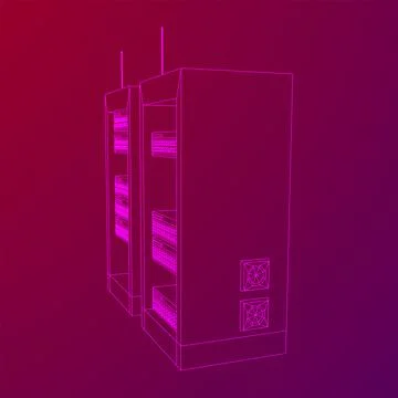 Data network server in cabinet. Diagnostic test in computer room technology Stock Illustration