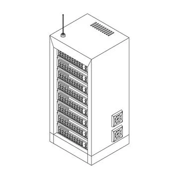 Data network server in cabinet. Diagnostic test in computer room technology Stock Illustration