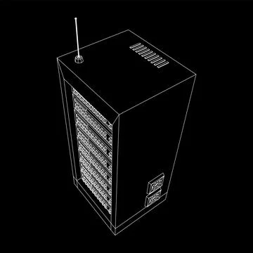 Data network server in cabinet. Diagnostic test in computer room technology Stock Illustration
