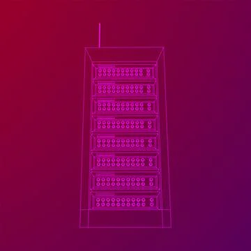 Data network server in cabinet. Diagnostic test in computer room technology Stock Illustration