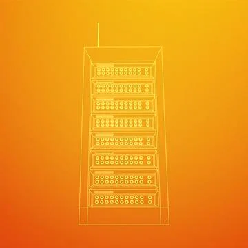 Data network server in cabinet. Diagnostic test in computer room technology Stock Illustration