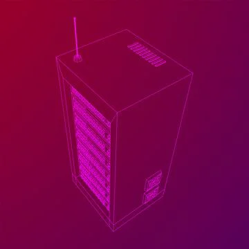 Data network server in cabinet. Diagnostic test in computer room technology Stock Illustration