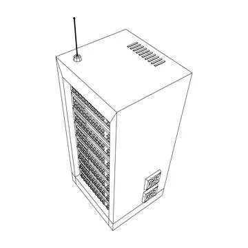 Data network server in cabinet. Diagnostic test in computer room technology Stock Illustration