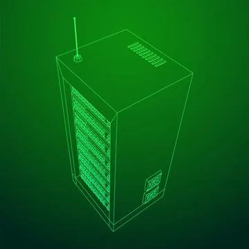 Data network server in cabinet. Diagnostic test in computer room technology Stock Illustration