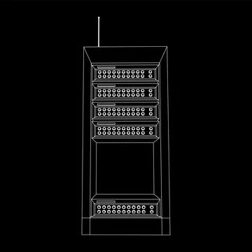 Data network server in cabinet. Diagnostic test in computer room technology Stock Illustration