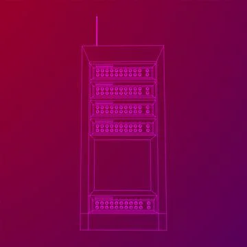 Data network server in cabinet. Diagnostic test in computer room technology Stock Illustration