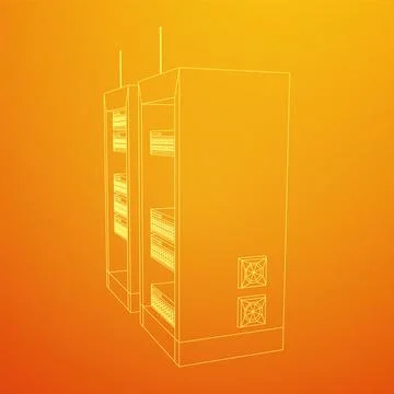 Data network server in cabinet. Diagnostic test in computer room technology Stock Illustration