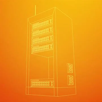 Data network server in cabinet. Diagnostic test in computer room technology Stock Illustration