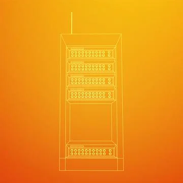 Data network server in cabinet. Diagnostic test in computer room technology Stock Illustration