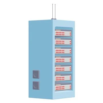 Data network server in cabinet. Diagnostic test in computer room technology Stock Illustration